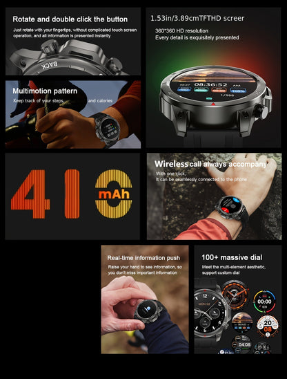 GPS Smartwatch for Men – 360×360 HD Screen, AI Voice, Wireless Calling, NFC, Compass, LED Lighting, Motion Trajectory, Outdoor Sport Fitness Tracker, Father's Day Gift