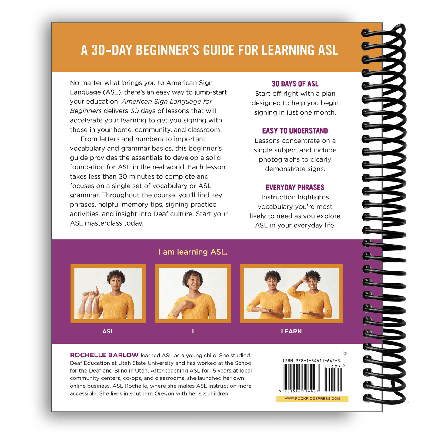 American Sign Language for Beginners Spiral Bound Book - Learn ASL Signing Essentials in 30 Days with Photos, Vocabulary & Deaf Culture Guide