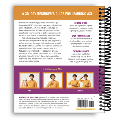 American Sign Language for Beginners Spiral Bound Book - Learn ASL Signing Essentials in 30 Days with Photos, Vocabulary & Deaf Culture Guide