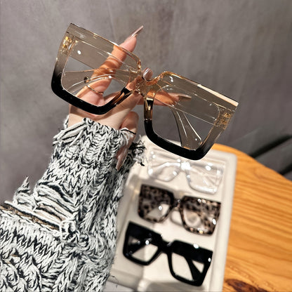 4 Piece Women's Square Fashion Glasses Set – Tortoiseshell Clear & Rose Gold Lightweight Plastic Frames, Stylish Decorative Eyewear for Office Home & Parties, Gift for Women
