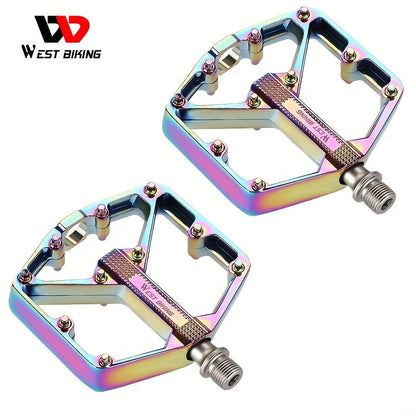 Aluminum Alloy Bike Pedals 3 Bearings Non-Slip Lightweight Bicycle Pedals with Hexagonal Sleeve for Mountain Bikes & Road Bikes – Easy Install, Durable Multi-Color Cycling Accessories, 1 Pair