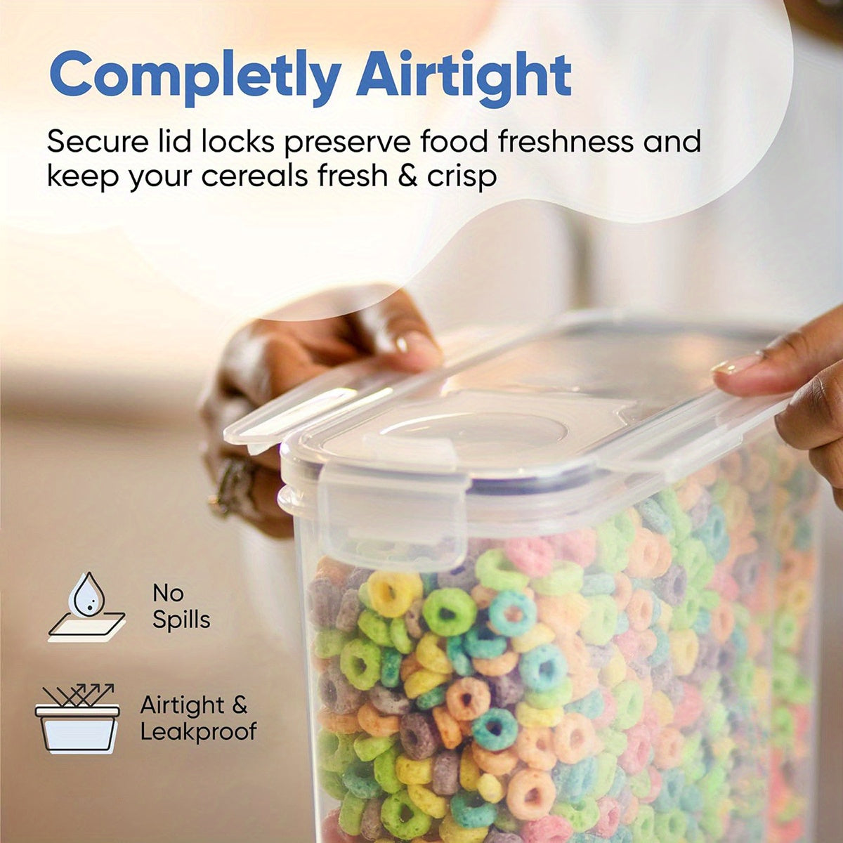 8-Piece Clear Food Storage Containers with Lids (4 Jars + 4 Lids, 1.06 Gal) – Moisture-Proof Airtight Sealed Kitchen Canisters for Cereal, Rice, Coffee Beans, Nuts, Tea, Salt & Spices