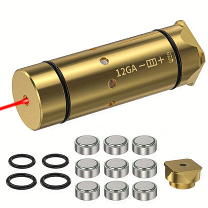 Dry Fire Laser Training Cartridge Multi-Caliber – 9mm / 45ACP / .223Rem Laser Bullet for Dry Fire Training System & Bore Sighter, Durable Copper, Class IIIA 650nm, 9 Batteries Included – Shooting Gift for Men