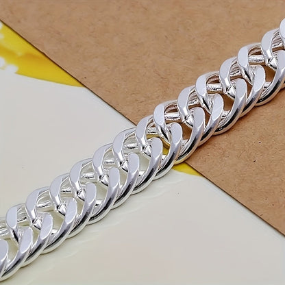 925 Sterling Silver 10mm Cuban Link Chain Bracelet for Men & Women – Tarnish-Resistant Vintage Boho Style, Perfect Gift for Weddings, Parties & Everyday Wear