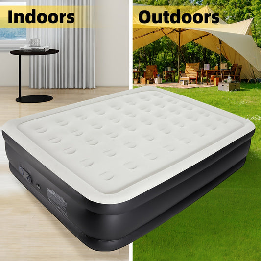 Inflatable Air Mattress with Built-In Pump – Double Height Blow-Up Airbed 16"/18"/21" Thick, 660 Lbs Capacity, Non-Slip Bottom – for Home, Guest Room, Camping & Outdoor Use