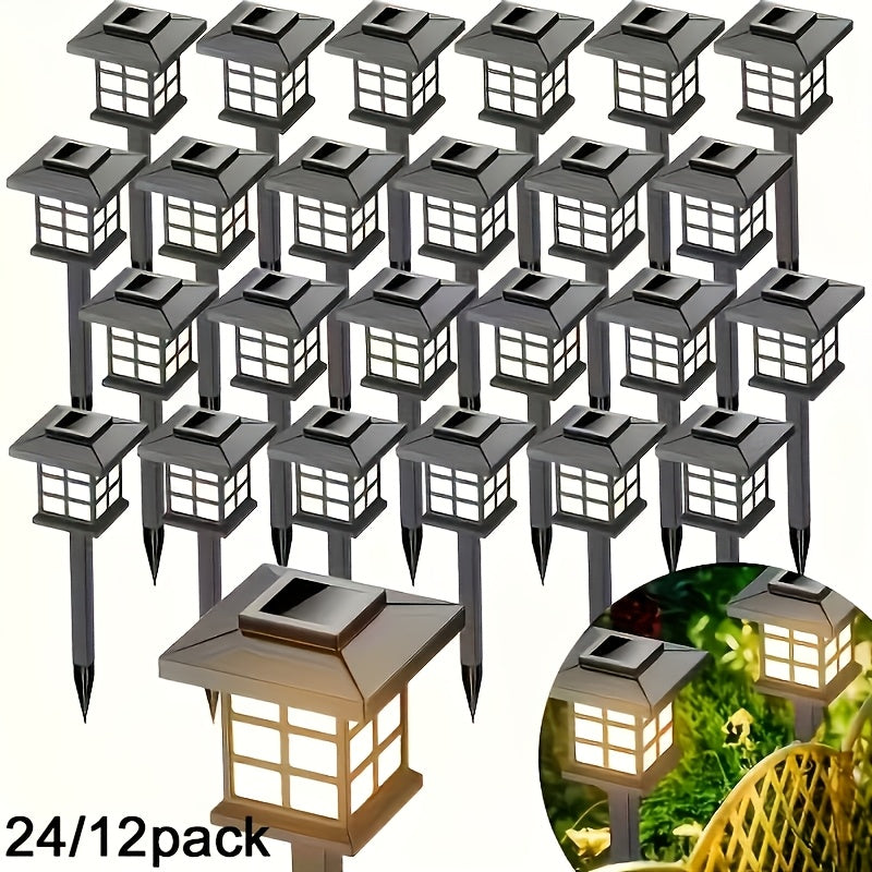 Solar Outdoor Lights Waterproof LED Landscape Garden Path Lights – Warm White, Auto On/Off, 6 Pack 24 Pack for Footpaths Driveways Courtyards Lawns, Holiday Christmas Halloween Decoration