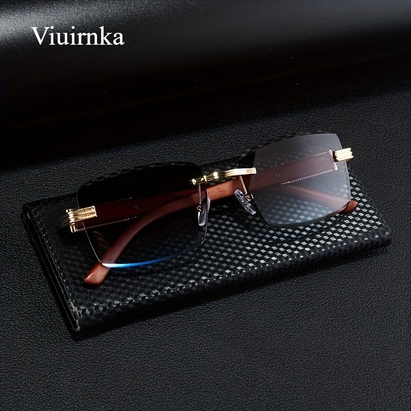 Vintage Rimless Rectangle Sunglasses for Women Men – Trendy Leopard Temple UV Protection Eyewear, 7 Lens Colors, Stylish Unisex Glasses for Outdoor, Driving, Travel, Parties & Daily Wear