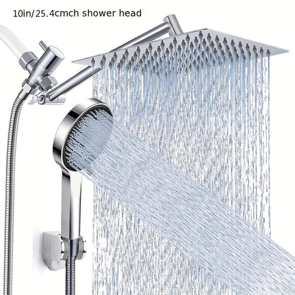 High Pressure Rainfall Handheld Shower Head Combo 11-Inch Extension Arm 9 Settings Anti-Leak Height Adjustable Chrome Matte Black