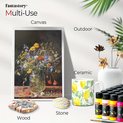 Professional Acrylic Paint Set 24 Colors 2oz/60ml Large Volume with 12 Brushes – Rich Pigment Thick Acrylic Paints for Canvas, Wood, Rock, Glass & Ceramic – Art Supplies for Beginners & Artists