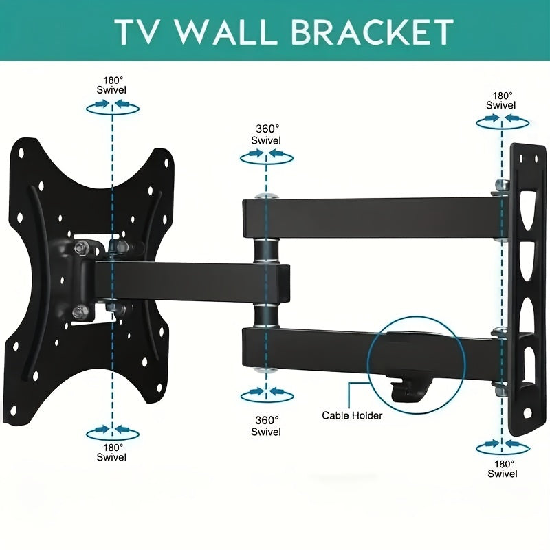 Swivel Tilt TV Wall Mount Bracket for 26-60 Inch Screens – Universal Full Motion Adjustable Flat Screen TV Mount, Easy Install, Compatible with Most LED LCD OLED TVs, VESA Compatible