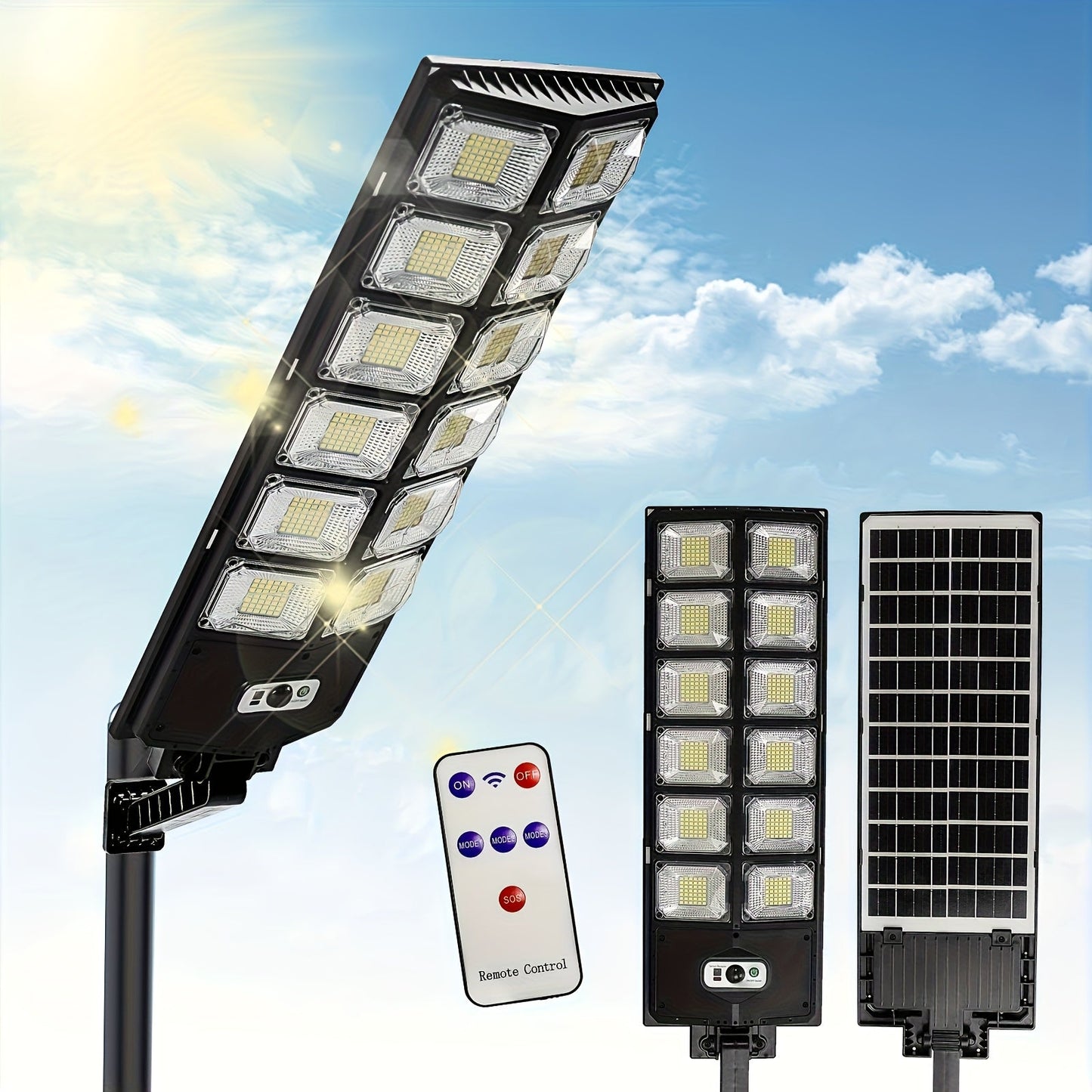 Solar Street Lights Outdoor 504 LED IP44 Waterproof Dusk to Dawn Auto On/Off Solar Floodlight for Yard Driveway Parking Lot Garden Deck – Bright Solar Powered Security Area Light