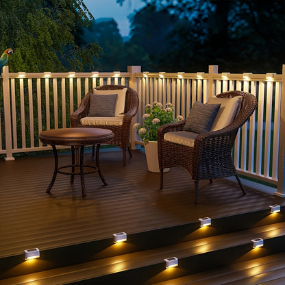 Solar Deck Lights Outdoor Waterproof LED Step Stair Fence Lights 8 16 32 Pack Auto Dusk to Dawn 800mAh Warm White Solar Powered Pathway Patio Garden Driveway Yard Wall Lighting
