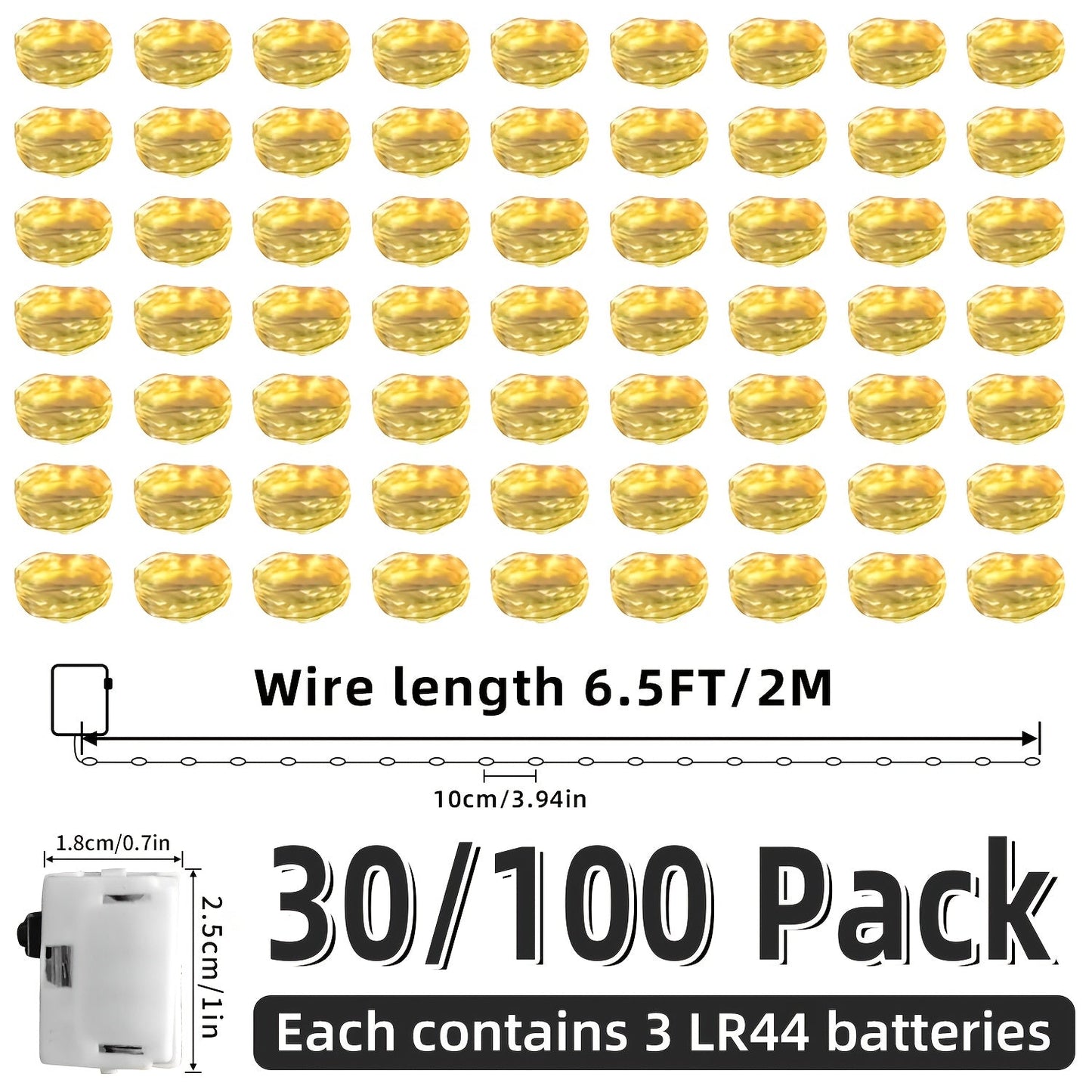 LED Fairy Lights Battery Operated 30/100 Pack – 6.5ft 20 LED Silver Wire Firefly String Lights for Wedding, Christmas, Halloween, Bedroom, Party Table Centerpieces & DIY Crafts Decor