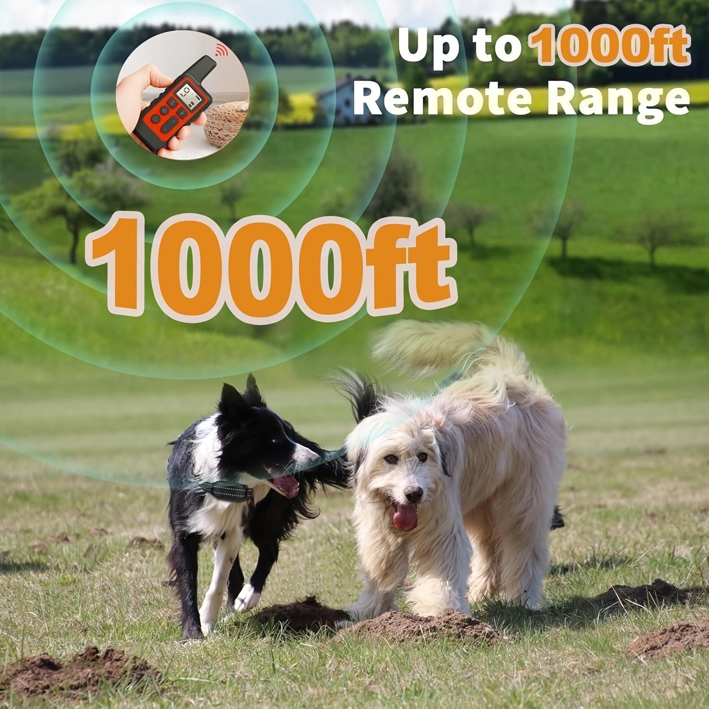 9-Level Remote Dog Training Collar – Rechargeable E-Collar with Shock, Vibration & Tone Modes, 500M Range, Adjustable for Small Medium Large Dogs, Safe Electronic Bark Control