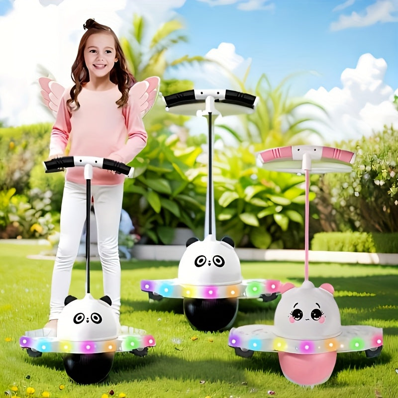 Pogo Ball with Colorful LED Light – Balance Coordination Bounce Toy for Kids & Adults Up to 200lb, Trick Pop Ball Jumper for Indoor Outdoor Play, Gift for Boys & Girls, Pink & Black