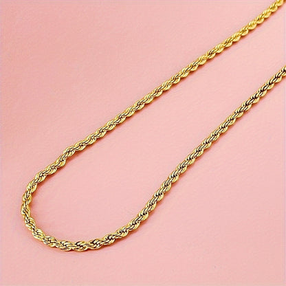 18K Gold Plated Twisted Rope Chain Necklace in 925 Sterling Silver – Hip-Hop & Elegant Unisex Chain, 20"/22"/24", Christmas & Mother's Day Gift Box