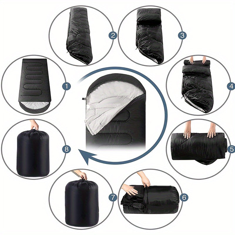 3-Season Camping Sleeping Bag with Pillow & Compression Sack – Lightweight Sleep System for Adults, Hiking Backpacking Outdoor Adventures Travel & Emergency Use, 4 Colors