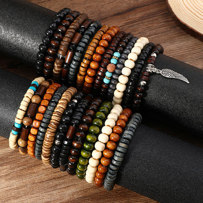 24pcs Boho Western Turquoise Bracelet Set – Multi-Layer Woven Feather, Wooden Bead & Alloy Charms, Retro Stackable Bracelets for Women, Party Favor & Gift for Her