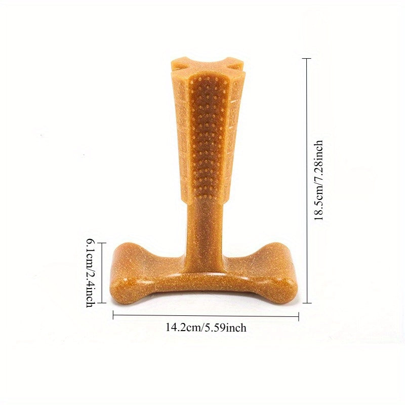 T-Shaped Dog Dental Chew Toy – Durable Non-Splintering Plastic Chew Toy with Textured Ridges & Ergonomic Grip for Aggressive Chewers, Teething Puppies & Adult Dogs, Teeth Cleaning Dog Toy
