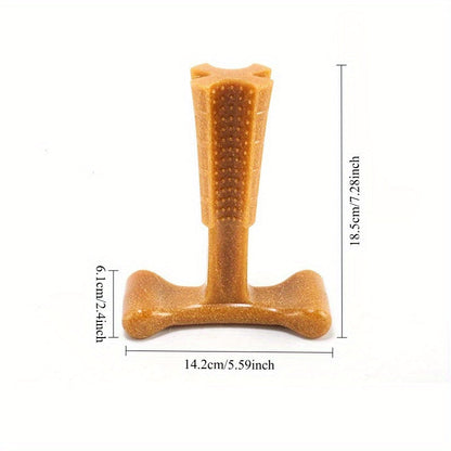 T-Shaped Dog Dental Chew Toy – Durable Non-Splintering Plastic Chew Toy with Textured Ridges & Ergonomic Grip for Aggressive Chewers, Teething Puppies & Adult Dogs, Teeth Cleaning Dog Toy