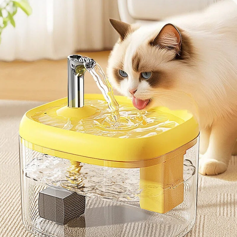 Cat Water Fountain Ultra Quiet USB – Fully Automatic Circulating Pet Smart Water Dispenser, No Batteries Required, Available in Gray, White & Yellow