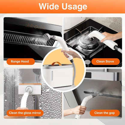Handheld Steam Cleaner 4.4Bar High-Power Fast Heating 6 Multifunctional Heads 47oz Large Tank Dual Safety for Kitchen Sofa Floor Bathroom Car Refrigerator Air Conditioner
