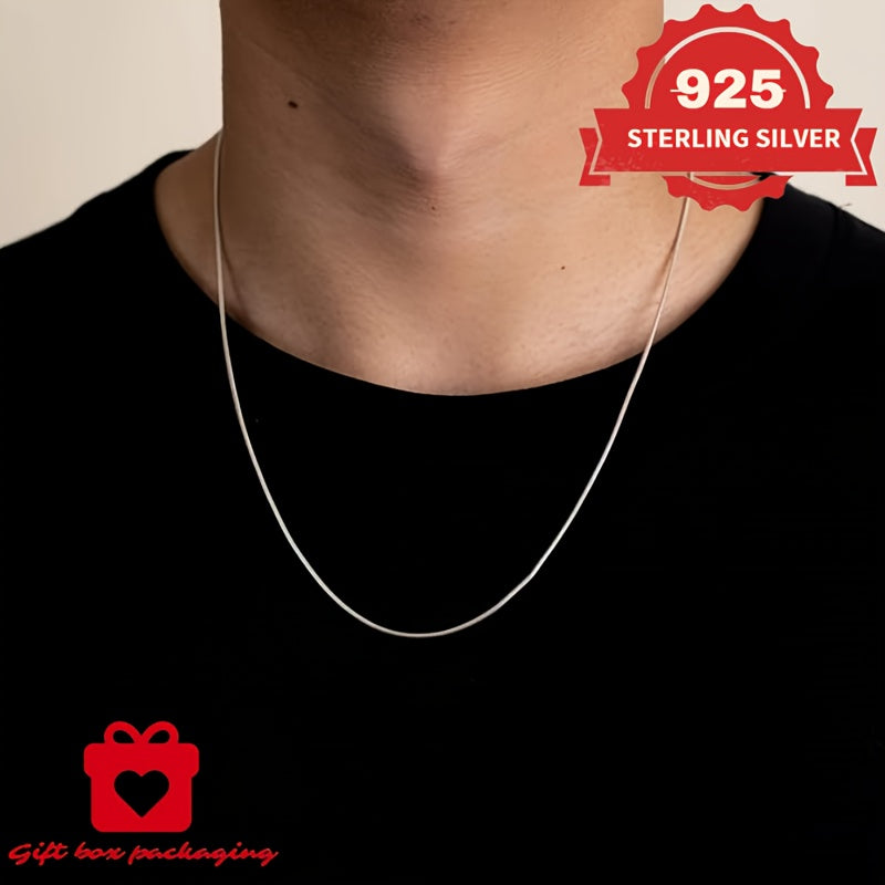 925 Sterling Silver 1mm Snake Chain Necklace Unisex – Handmade Round Snake Chain Lengths 16–24 Inch, Gift Box Included, Perfect for Daily Wear, Mother’s Day & Gifts for Him or Her