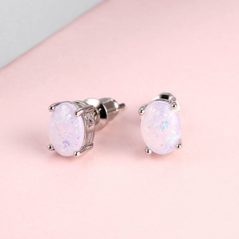 Black Opal Earrings S925 Sterling Silver Genuine Black Opal Inlay October Birthstone Stud Earrings for Women - Elegant Daily Vacation Jewelry Birthday Christmas Gift for Her
