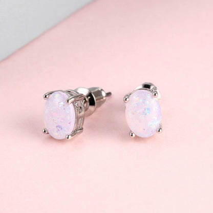 Black Opal Earrings S925 Sterling Silver Genuine Black Opal Inlay October Birthstone Stud Earrings for Women - Elegant Daily Vacation Jewelry Birthday Christmas Gift for Her