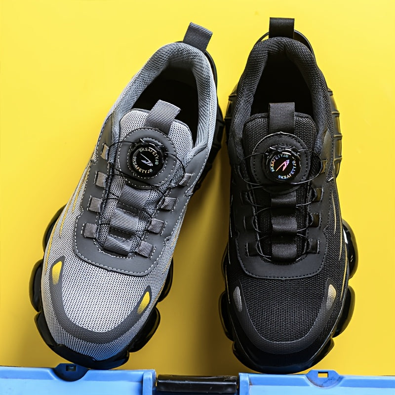 Steel Toe Work Shoes for Men Slip Resistant Safety Boots Breathable Composite Toe Sneakers Abrasion Resistant Construction Work Boots Black Dark Gray US 6-11
