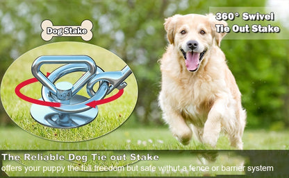 Heavy Duty Dog Stake Tie Out – 304 Stainless Steel Spiral Ground Anchor with 360° Swivel, Anti-Tangle, Holds Up to 200 lbs, for Camping, Beach & Yard Use