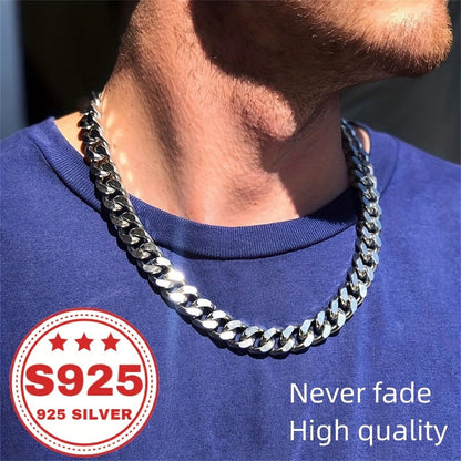 925 Sterling Silver Cuban Link Chain Necklace for Men & Women - 9mm Classic Miami Cuban Chain, Hip Hop Unisex Jewelry in Silver & Gold, 18-24 Inch, Trendy Everyday Gift