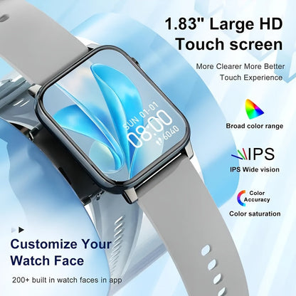 Smart Watch for Men and Women IP68 Waterproof 1.83 Inch Full Touch Screen – Wireless Calls & Messages, Pedometer, Fitness Tracker, Compatible with iPhone and Android, 6 Color Options