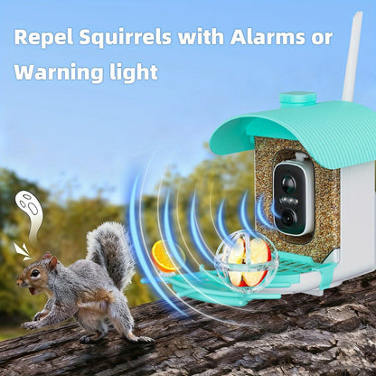 AI Smart Bird Feeder with Camera Solar Powered – 4MP 2K HD, Bird Species Identification, Motion Detection, Squirrel-Proof, IP66 Weatherproof, App Remote Monitoring, Gift for Bird Lovers