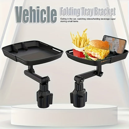 Car Cup Holder Tray 3-in-1 – ABS Adjustable Rotating Bracket, Dual Expandable Base, Phone Holder & Drink Organizer for Most Vehicles | Velora