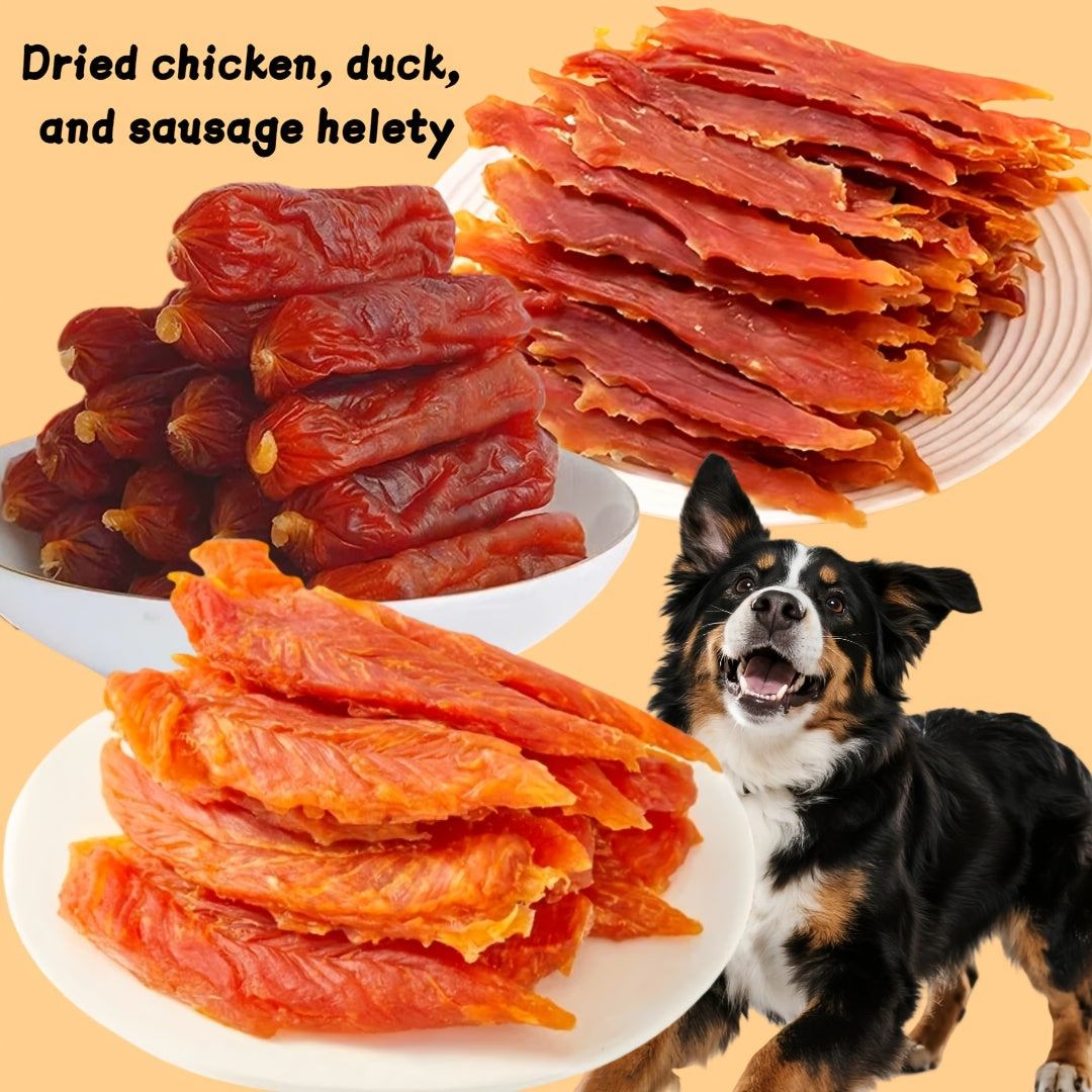 High Protein Dog Treats Chicken Duck Jerky Grain-Free Training Rewards Sausage Dental Health Low Fat Easily Digestible Medium Large Breeds Gift Box Multi-Flavor Sets