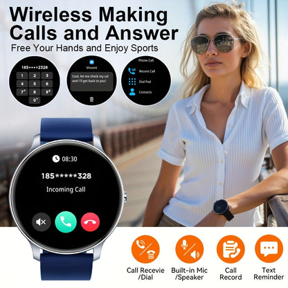 Smart Watch Fitness Tracker with Bluetooth Calling, 1.46" HD Touchscreen, IP68 Waterproof, 100+ Sports Modes & Heart Rate Monitor for Men & Women