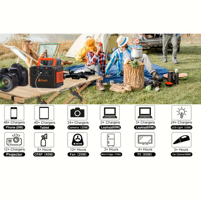Portable Solar Power Station 350W Peak with AC DC USB Ports – 88.8Wh/111Wh/240Wh LiFePO4 Battery, Optional 30W/40W/60W Solar Panel, Solar Generator for Camping, Emergency, CPAP, Laptops, Fans & Off-Grid Home Use