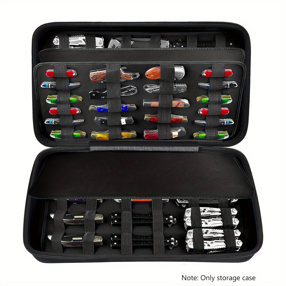 Knife Display Case 88 Slots Large Capacity Pocket Knife Storage Organizer for 66+ Folding Knives, Hard EVA Shell with Elastic Bands, 4 Slot Sizes, Smooth Zipper, Portable Carry Handle – EDC Knife Collector Case