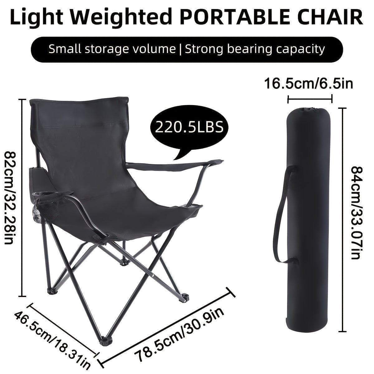 Foldable Camping Chairs 2 Pack – Steel Frame Oxford Cloth Cup Holders Portable Storage Bags for Outdoor BBQ Courtyard Beach Picnic Holiday Gift