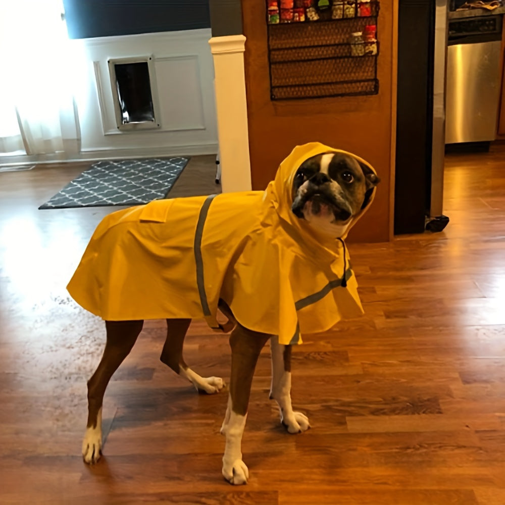 Reflective Dog Raincoat with Hooded Cape – Waterproof Pullover Pet Rain Jacket for All Breeds, Easy On/Off Hook-and-Loop Closure, Sizes S-3XL, Yellow