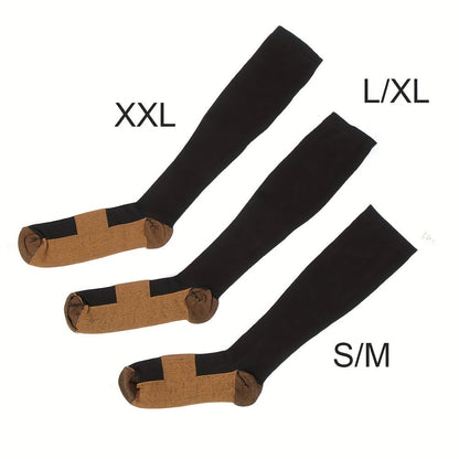 5 Pairs Copper Compression Socks for Women & Men – Black Athletic Support Socks for Running Hiking Cycling Travel, Sizes M-XL, Circulation & Pain Relief Compression Stockings