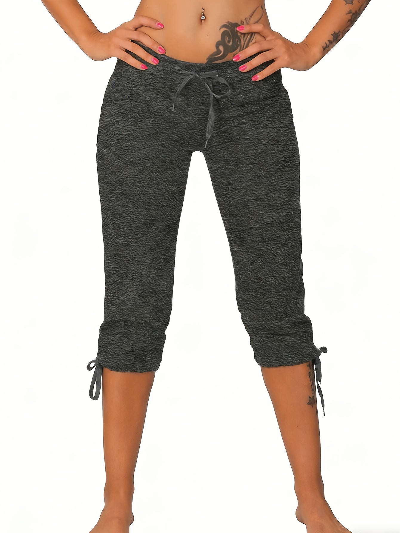 Women's Lightweight Cropped Trousers 4-Pack – Drawstring Waist Loose Fit Capri Pants, Casual Breathable Summer Bottoms for Women, Sizes S-XXL, Multiple Color Sets