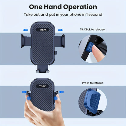 Car Phone Mount Extended Arm 3-Point Support, Extendable Metal Hook Cell Phone Holder for Car Dashboard Windshield, Superior Stability Universal Fit for iPhone Samsung Android