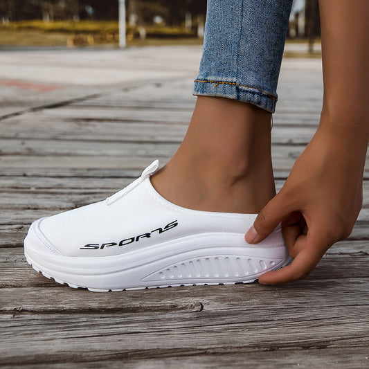 Women's Breathable Mesh Slippers Thickened Shock-Absorbing Sole Lightweight Anti-Slip Indoor Outdoor Casual Shoes Four-Season Comfortable Stylish Footwear White Black Apricot US Size 6-11