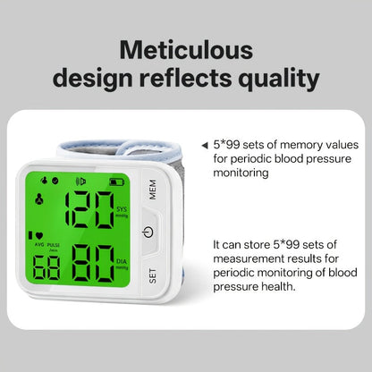 Wrist Blood Pressure Monitor Automatic Digital BP Cuff – Large LCD Display Pulse Rate Irregular Heartbeat Detection Portable Home Use for Seniors Adults