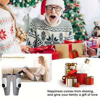 Cordless Air Compression Leg Massager 3 Intensities Calf Thigh Foot Knee Relief Rechargeable Portable Massager for Home Office Travel Gray Black