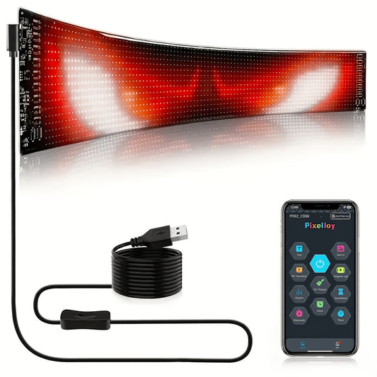 Flexible LED Matrix Panel – Bluetooth App Controlled, USB Powered, DIY Programmable Custom Text & Animation Sign for Cars, Stores, Hotels, Events & Holiday Decor – Multiple Sizes