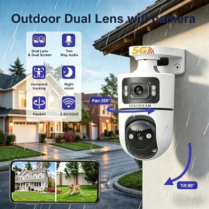 4K Dual Lens WiFi Security Camera Indoor 2.4G 5GHz Dual Band Color Night Vision Motion Detection Tamper Alert Two-Way Audio – Wireless Home Security Camera Wall Mount
