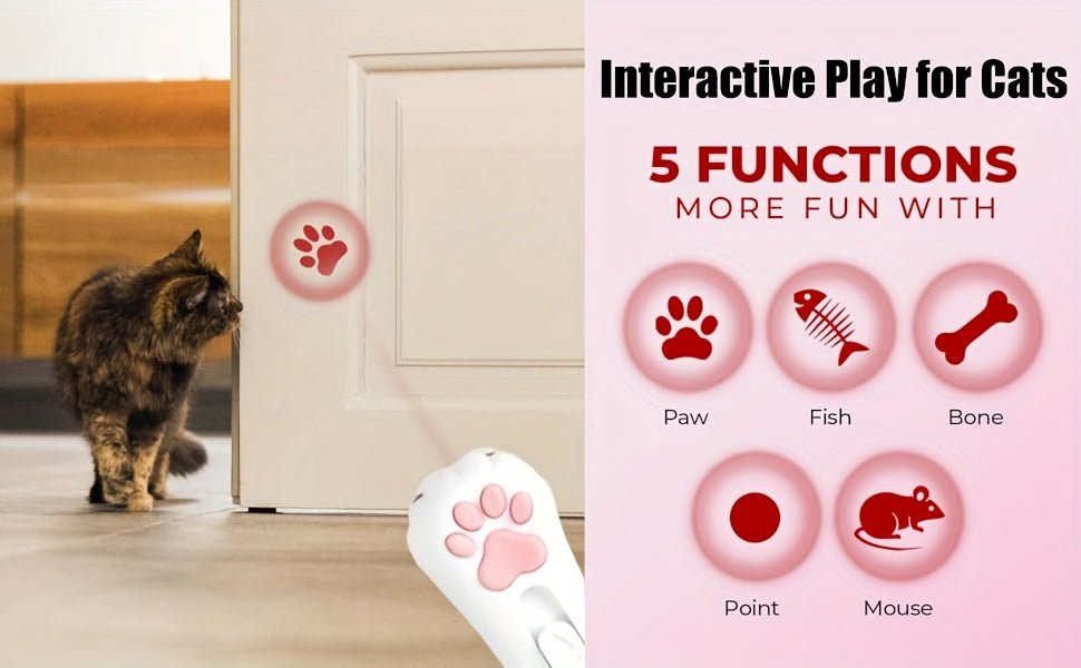 7-in-1 Interactive Cat Teaser Toy USB Rechargeable – 7 Play Modes for Indoor Cats & Dogs, Chasing Exercise Toy, Includes Free Bonus Mouse Toy, Great Christmas & Birthday Gift for Pets